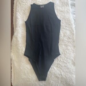 Amazon Black Ribbed Bodysuit Size Medium